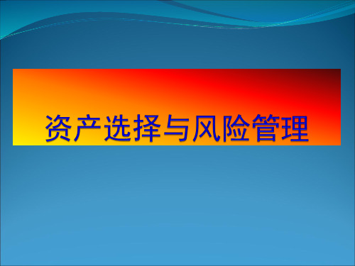 《金融学原理》5.资金盈余者的选择与风险管理