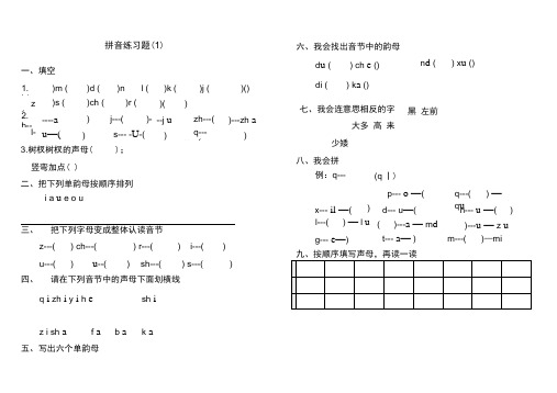 幼儿园大班拼音练习题新