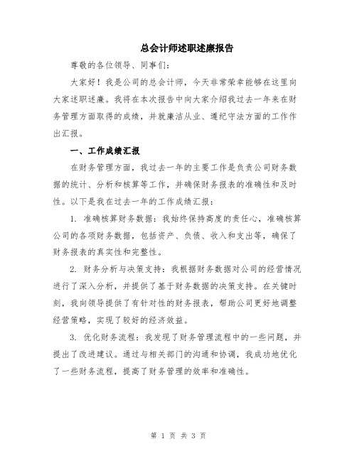 总会计师述职述廉报告