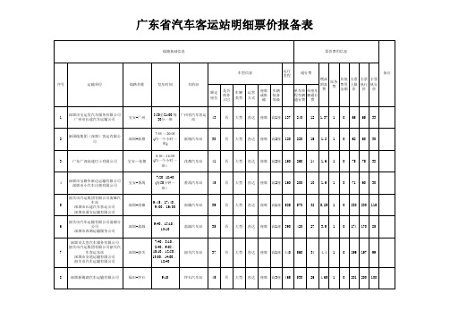 宝安汽车站2011年汽车票价公示表