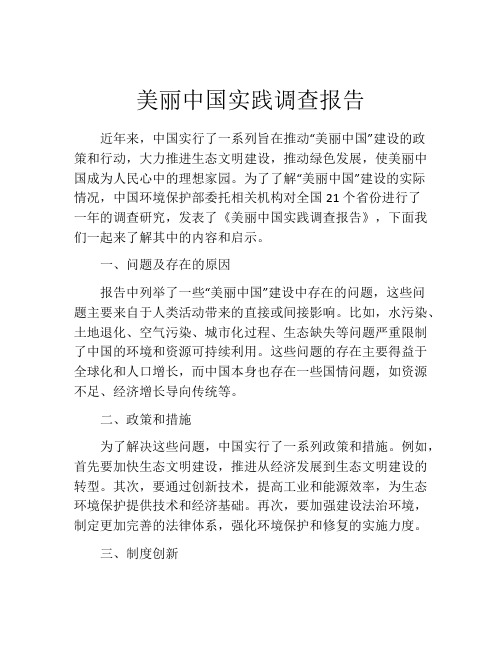 美丽中国实践调查报告