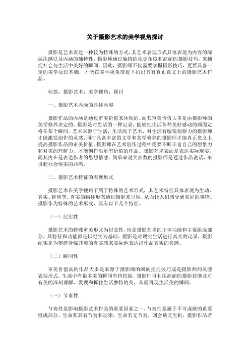 关于摄影艺术的美学视角探讨