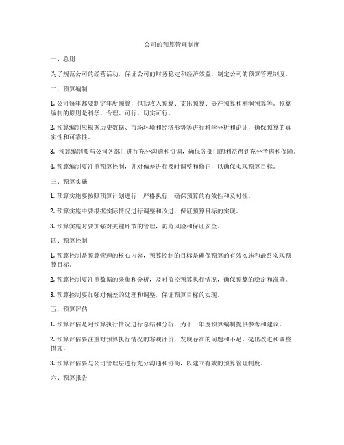 公司的预算管理制度