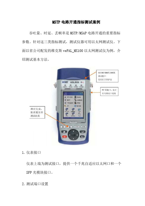 MSTP电路开通指标测试案例