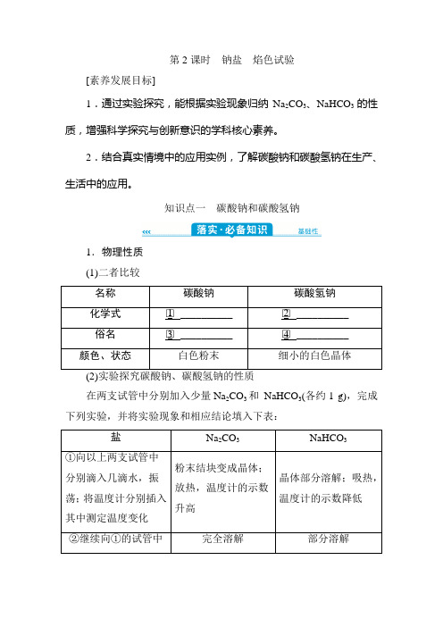 2 第一节 第2课时 钠盐 焰色试验