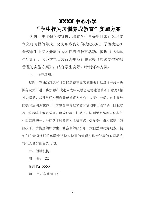 行为习惯实施方案