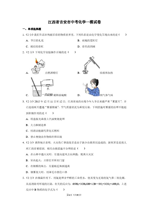 江西省吉安市中考化学一模试卷