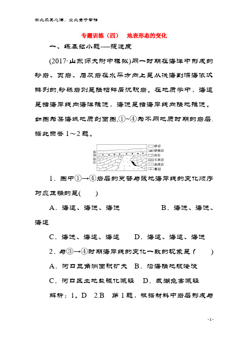 地理 专题训练(四)地表形态的变化