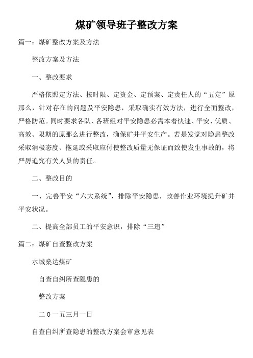 煤矿领导班子整改方案doc