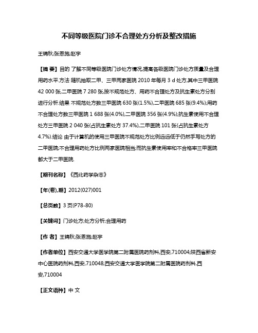 不同等级医院门诊不合理处方分析及整改措施