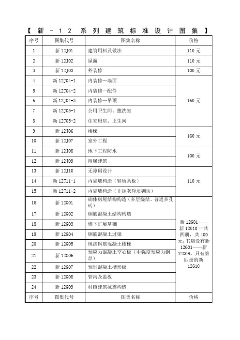 新系列建筑标准设计图集