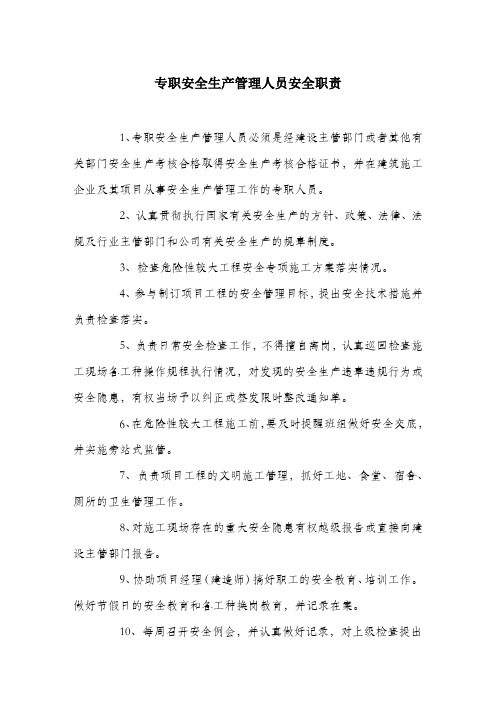 专职安全生产管理人员安全职责.docx