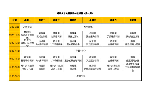 遥顺夏令营课程安排