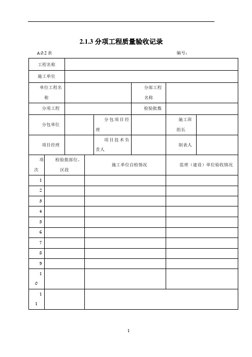 市政道路工程资料表格全套