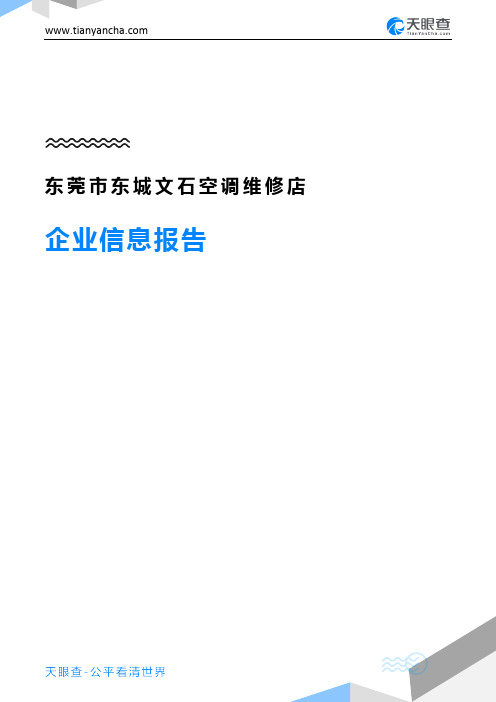 东莞市东城文石空调维修店企业信息报告-天眼查