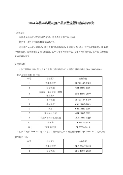 淋浴用花洒产品质量监督抽查实施细则(2024年版).docx