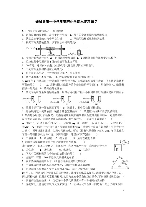 人教版湖北通城县第一中学奥赛班化学期末复习题7