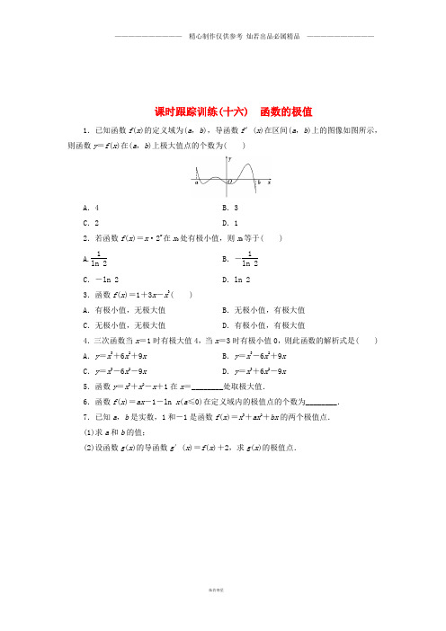 高中数学课时跟踪训练十六函数的极值北师大版选修6.doc