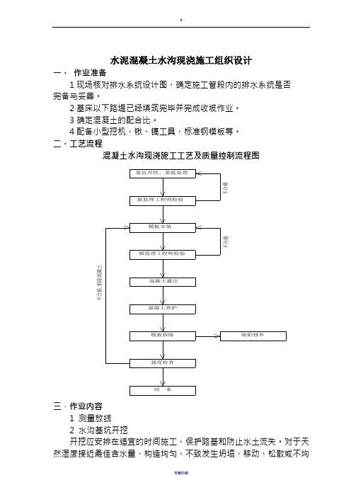 混凝土水沟现浇施工工艺(新改)