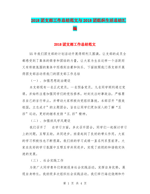 2018团支部工作总结范文与2018团组织生活总结汇编.doc