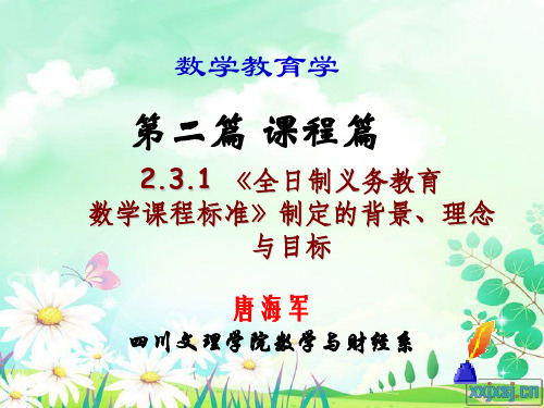 《全日制义务教育数学课程标准(实验稿)》的背景、理念与目标2.3.1