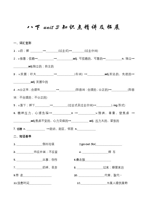 Unit3词汇短语语法知识点梳理及拓展2022-2023学年人教版英语八年级下册