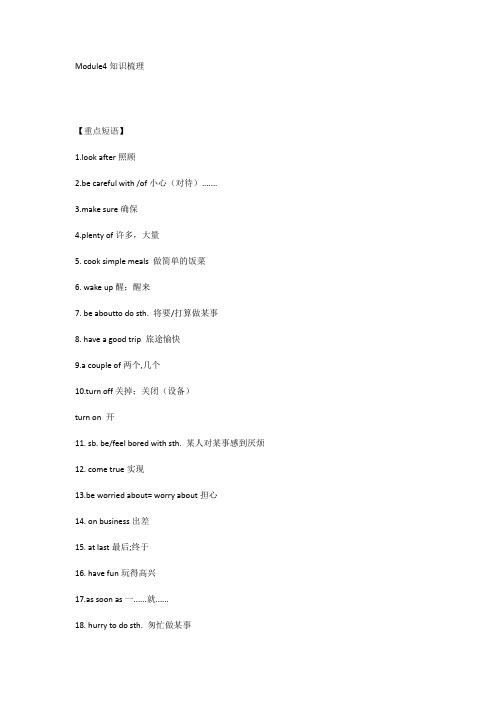 外研版九年级英语上册Module 4 知识汇总