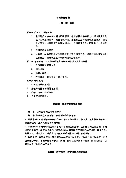 某有限公司考评管理制度