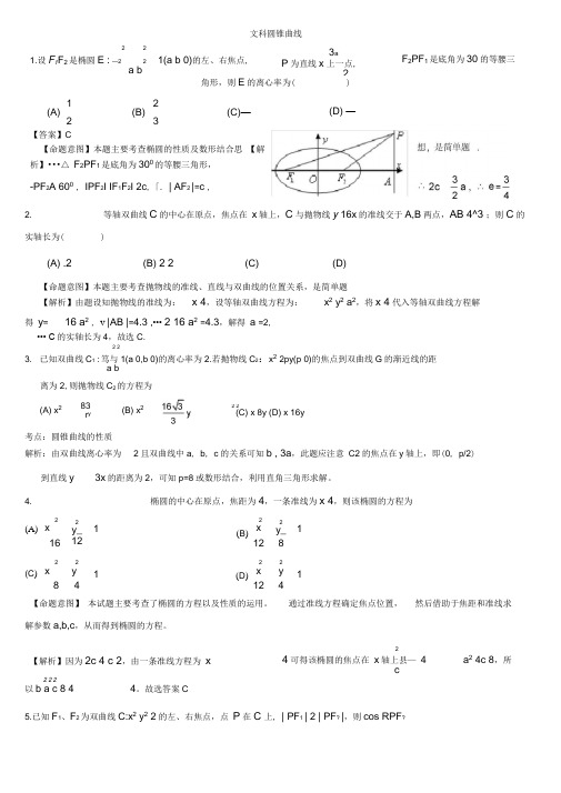 (完整word版)文科圆锥曲线专题练习及答案