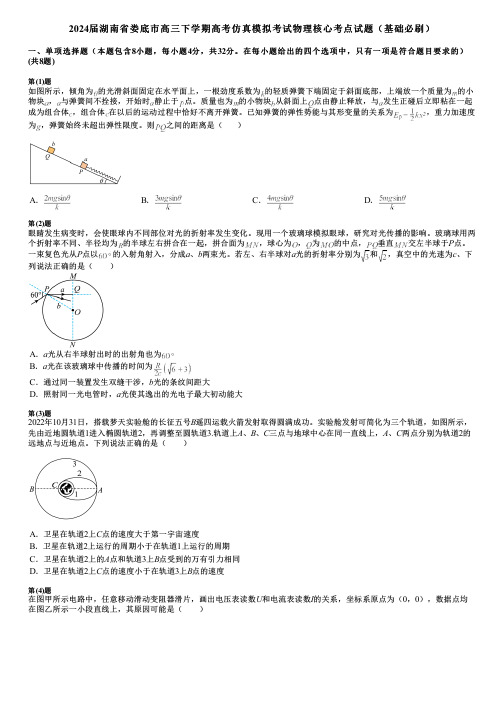 2024届湖南省娄底市高三下学期高考仿真模拟考试物理核心考点试题(基础必刷)