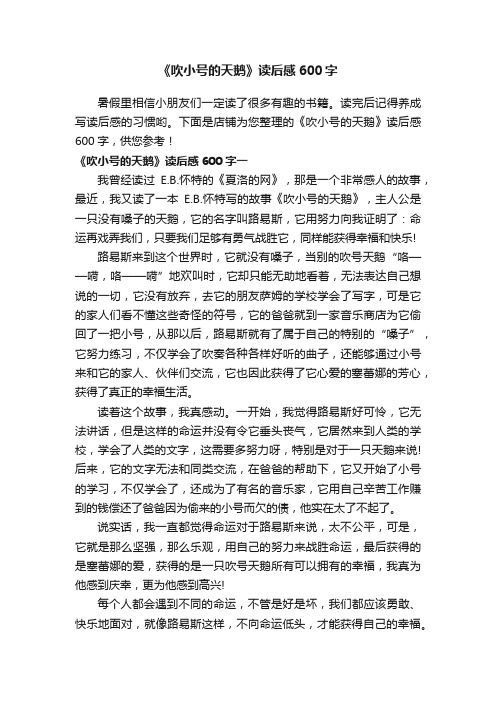 《吹小号的天鹅》读后感600字