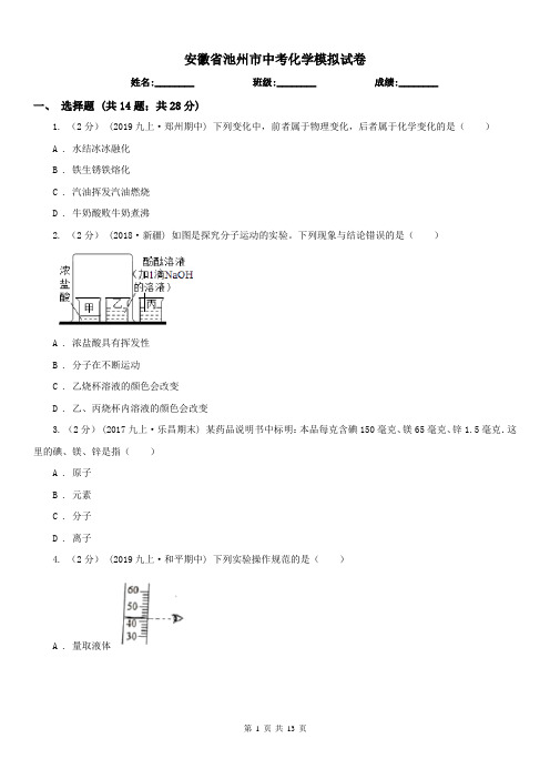 安徽省池州市中考化学模拟试卷