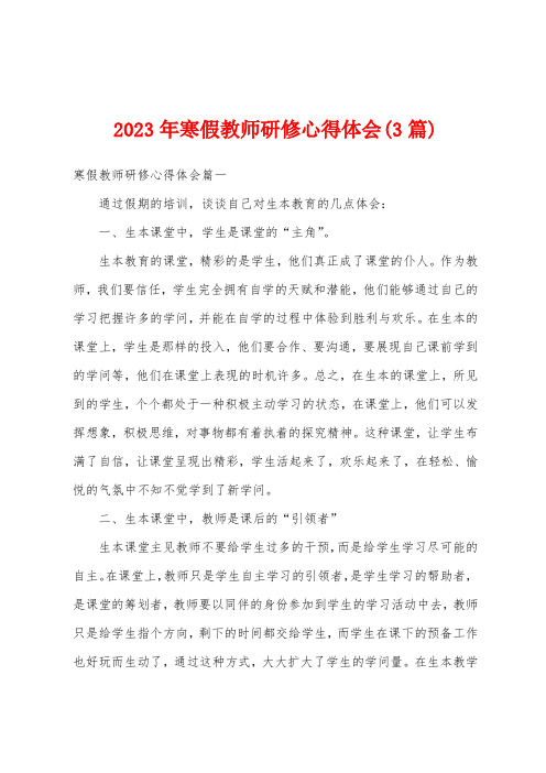 2023年寒假教师研修心得体会(3篇)