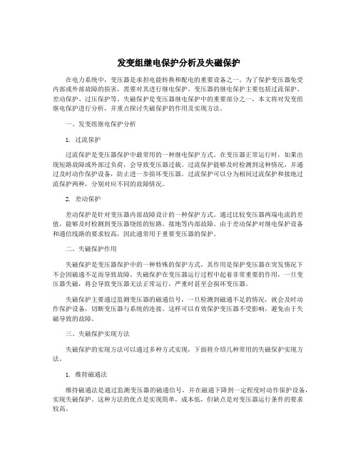 发变组继电保护分析及失磁保护