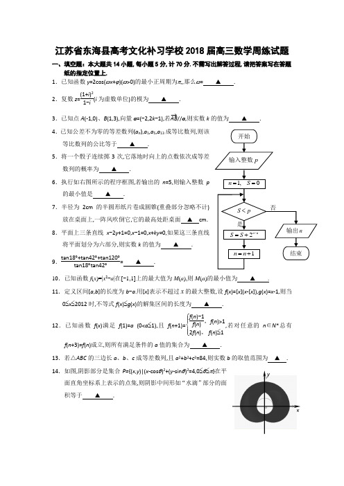 江苏省东海县高考文化补习学校2018届高三周练数学试题 含答案 精品