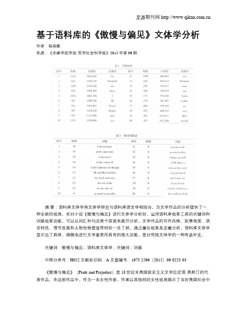 基于语料库的《傲慢与偏见》文体学分析