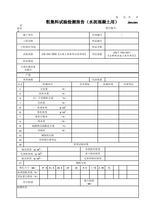 粗集料试验检测报告(水泥混凝土用)