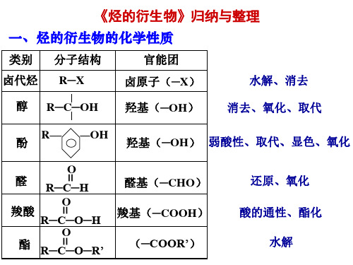 烃的衍生物的归纳与整理