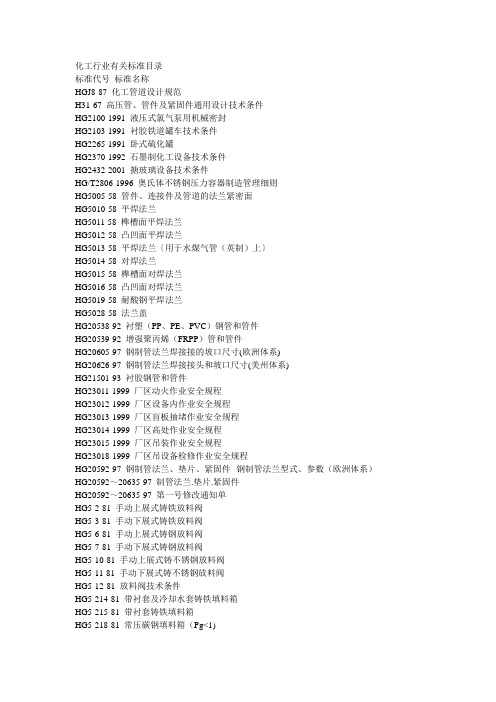 2019年化工行业标准.doc