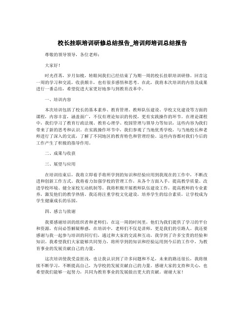 校长挂职培训研修总结报告_培训师培训总结报告