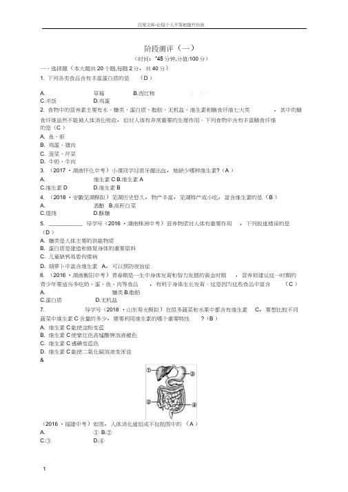 七年级生物下册阶段测评新版济南版