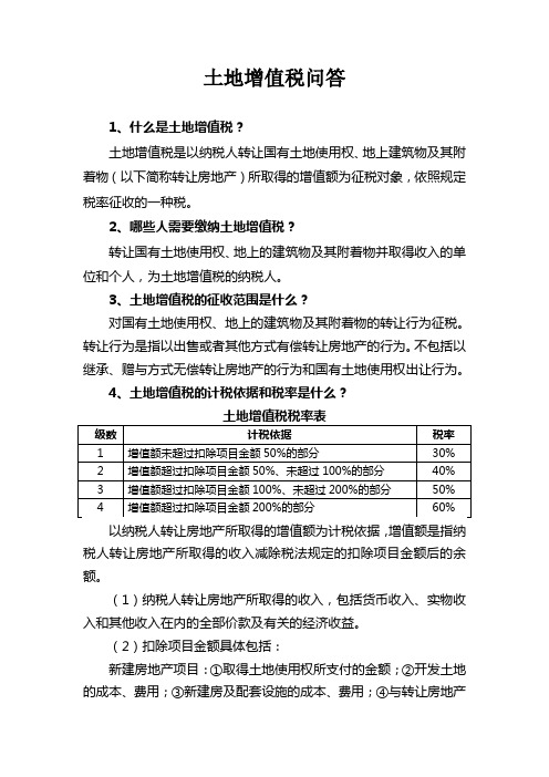 土地增值税问答