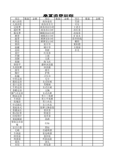 桑拿消费明细表