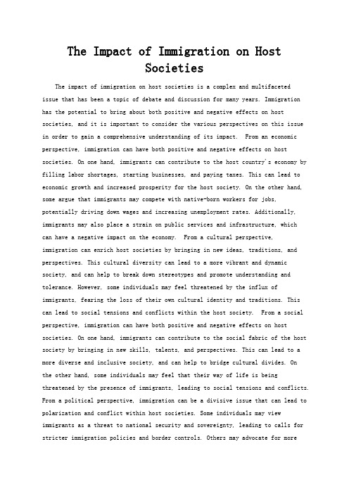 The Impact of Immigration on Host Societies