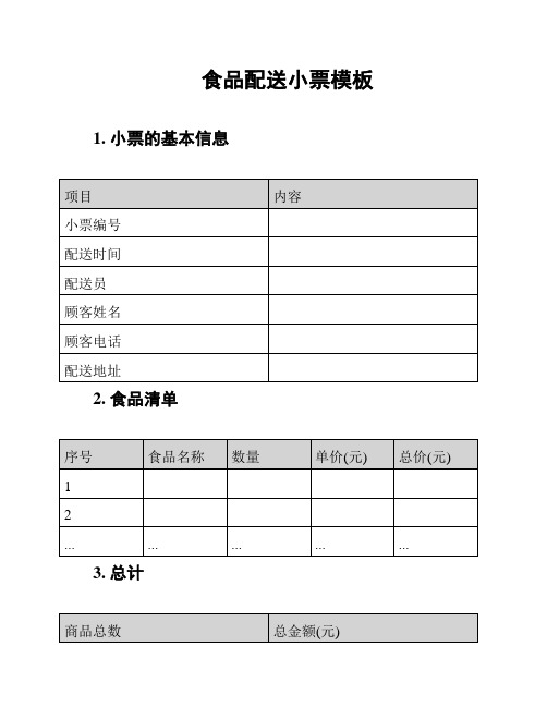 食品配送小票模板
