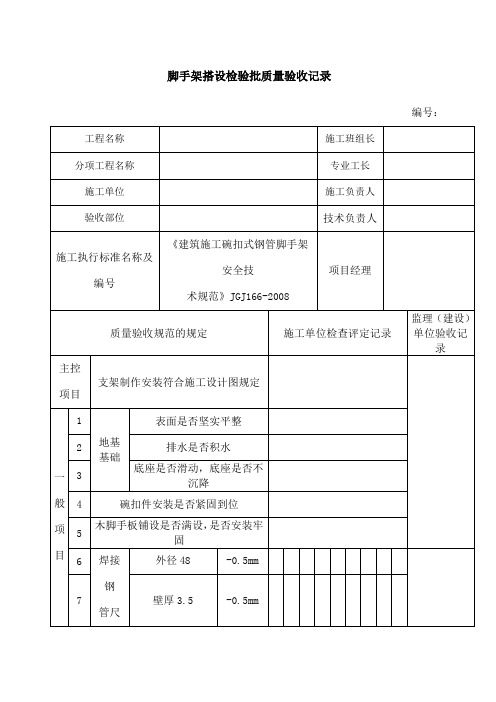 脚手架检验批质量验收记录