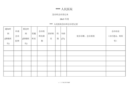 医院急诊科会诊登记本