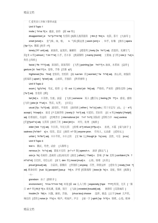 仁爱英语八年级下册单词表(带音标)讲课讲稿