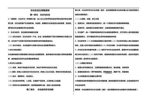 文化生活主观题速背