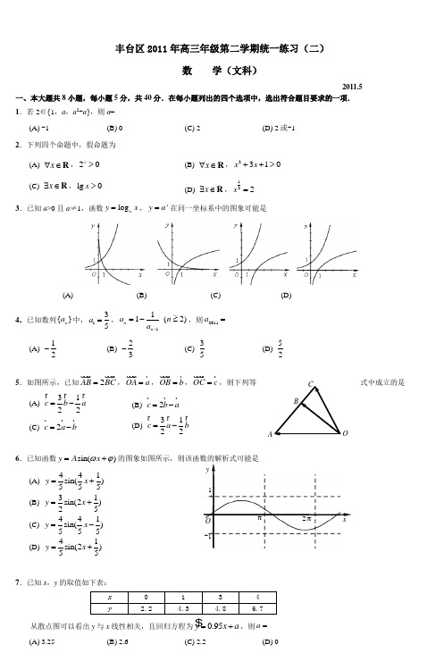 丰台区2011年高三年级第二学期统一练习(二)